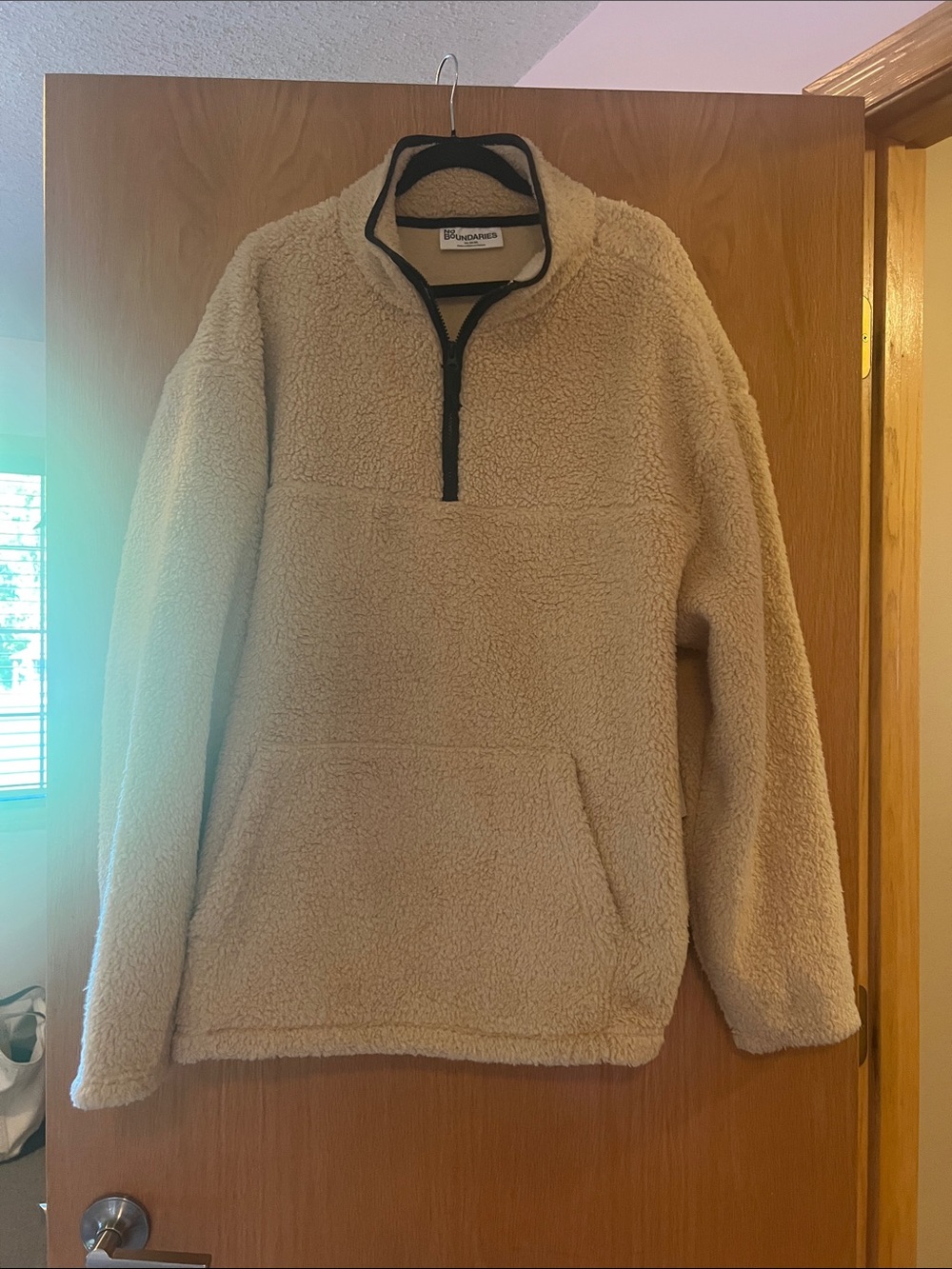 Cream Sherpa Quarter-Zip Pullover